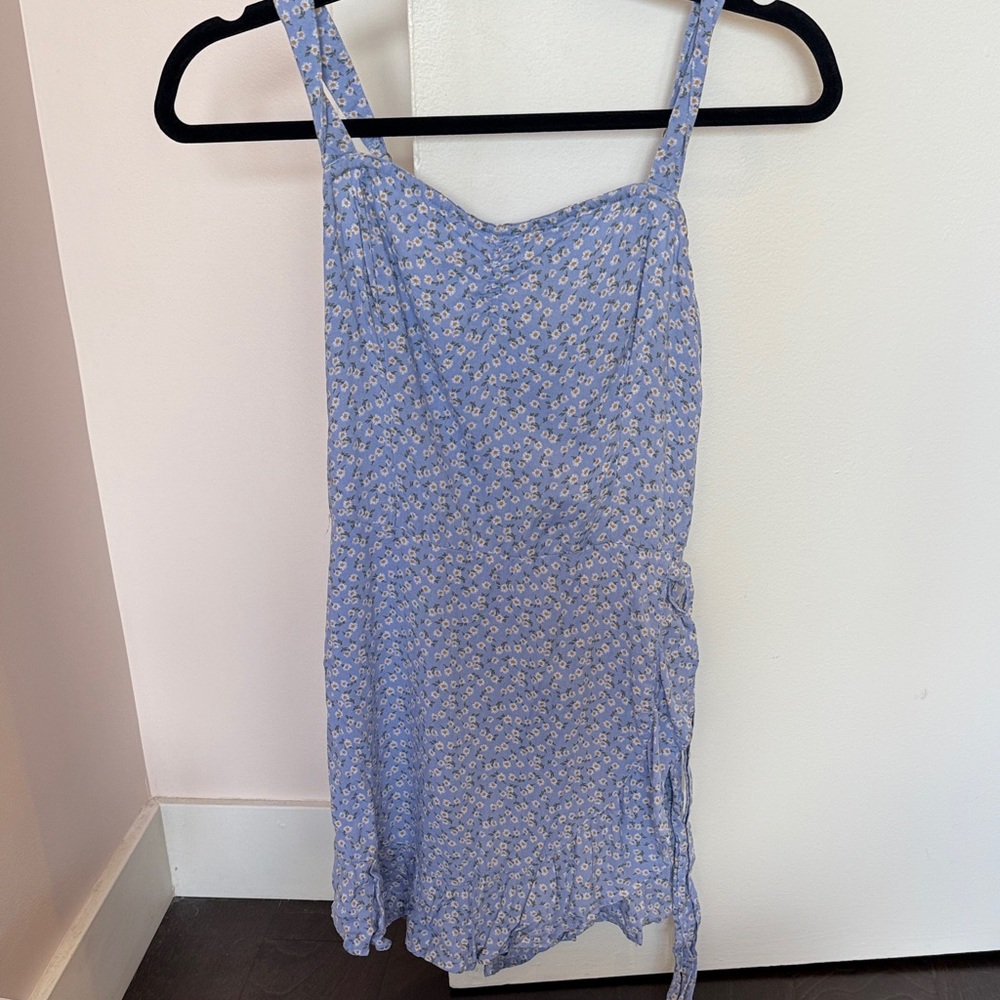 Floral Blue Romper With Ruffle size S